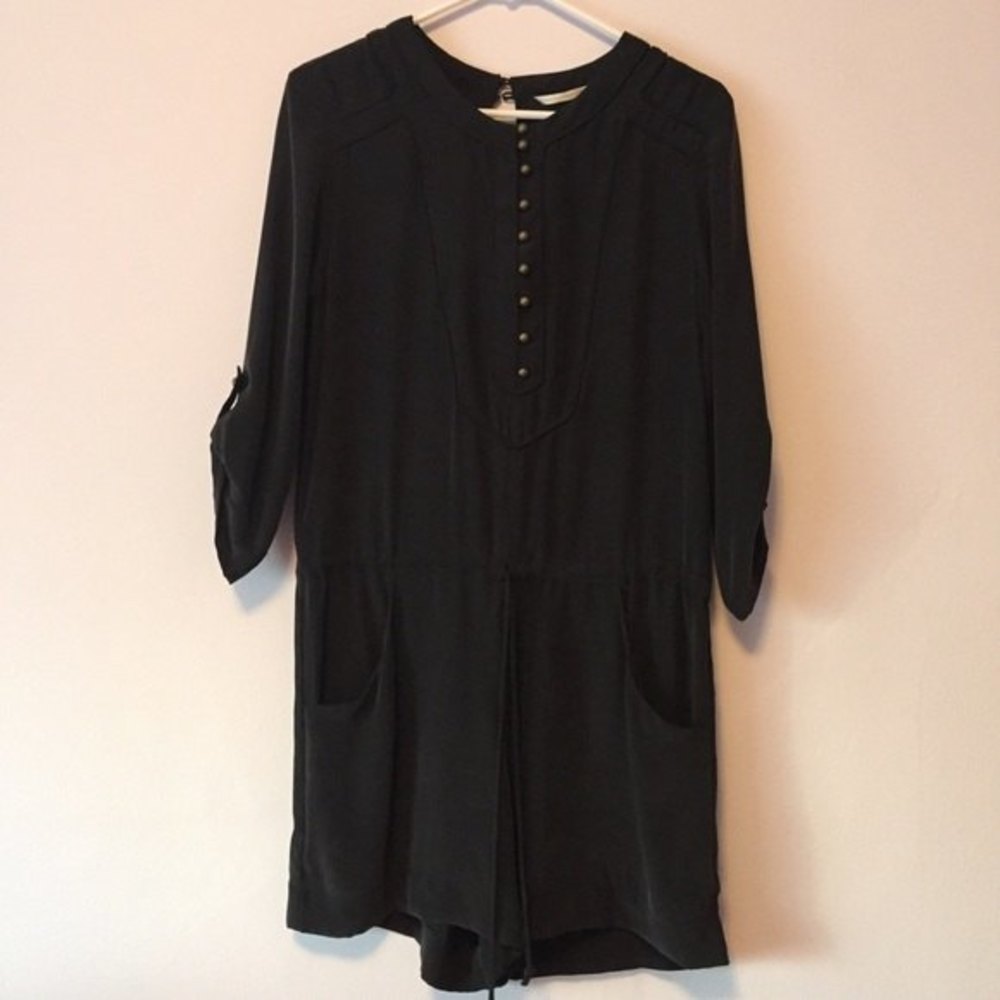 🍉 Twelfth Street Cynthia Vincent 100% Silk Black Short Romper 6